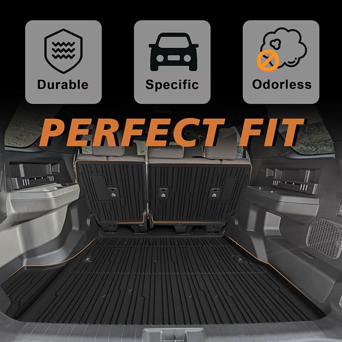 TripleAliners Trunk Mat & Rear Seatback Mat Fit for Toyota 2025 2026 4Runner All Weather TPE Liners Accessories Custom Fit TPE Heavy-Duty (Only for 5 Seats) - Not for Hybrid Model