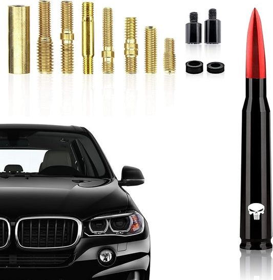 Ajxn 1 PC Car Truck Bullet Antenna, Auto Antenna Mast, Suitable for GM Chevy Silverado 1500 2500 3500 HD Avalanche GMC Sierra 1500 2500 3500 Denali Heavy Duty Pickup Trucks Accessories (Red #1)