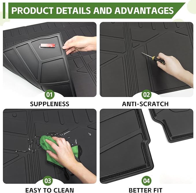 Cargo Liners for 2025 2026 Ford Expedition Max/Lincoln Navigator L Trunk Mat with Seat Back Cover Accessories, All Weather Rear Cargo Mat Backrest Protector(Only for Max & L Models)