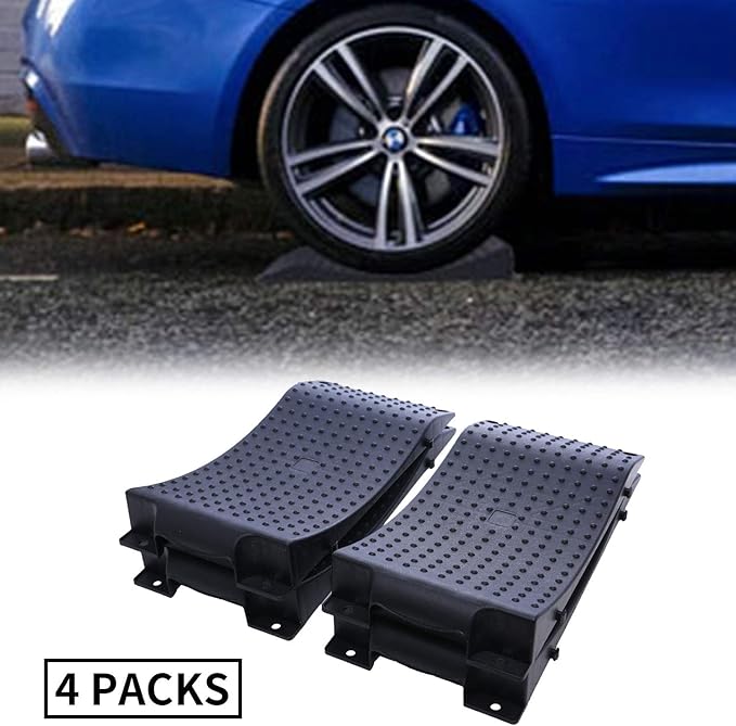 Homeon Wheels Tire Saver Ramps Anti-Slip Pads Design Car Tire Wheel Ramps for Flat Spot and Flat Tire Prevention Tire Savers for Storage Carrying Bag Easy to Store 4 Pack Black