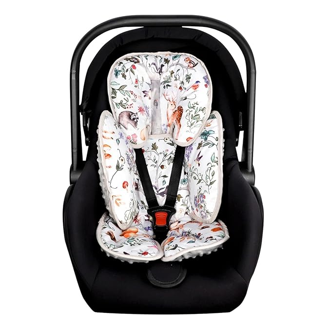 Reversible Infant Car Seat Insert, 2 in 1 Gray Car Seat Head Support Baby Boys Girls, Soft Newborn Carseat Insert Cushion, Perfect for Carseats, Strollers, Swings (Animals)