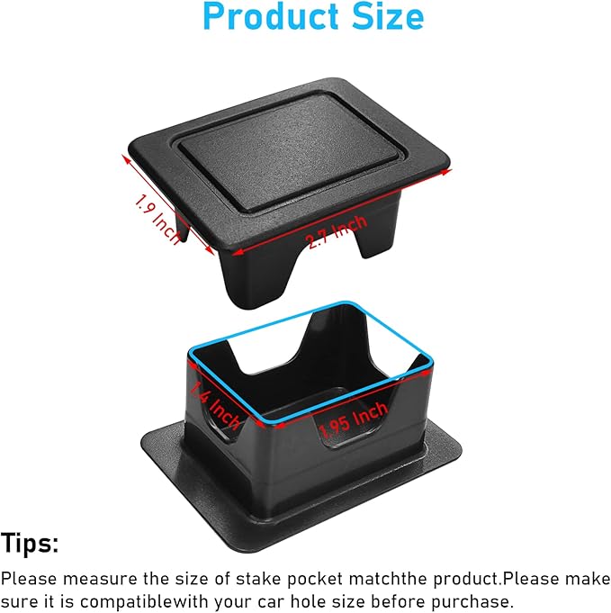 Moonlinks Bed Rail Stake Pocket Covers Compatible with Dodge Ram 1500 2500 3500 2009-2018,Rear Truck Tonneau Covers Stake Holes Caps Plugs (2 PCS)