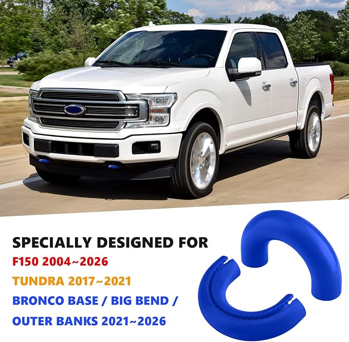 Tow Hooks Covers for Ford F150 2004-2026 Bronco Base/Big Bend/Outer Banks 2021-2026 Compatible with Toyota Tundra Accessories 2017-2021 (Blue)