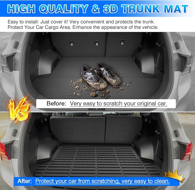Santa Fe Cargo Liner - Trunk Mat for Hyundai Santa Fe 2021-2023, All Weather Cargo Mat for Santa Fe Accessories, Heavy Duty Car Mats, Car Accessories
