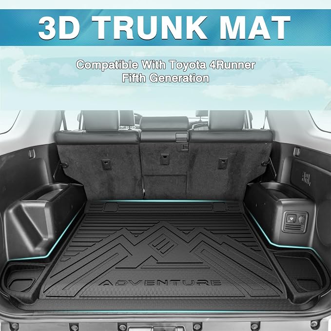 Mixsuper Cargo Liner for Toyota 4Runner 2010-2024 5 Seater (No 3rd Seat or No Sliding Cargo Deck), Trunk Mat for 4Runner Accessories Cargo Mat Rear Trunk Liner Black
