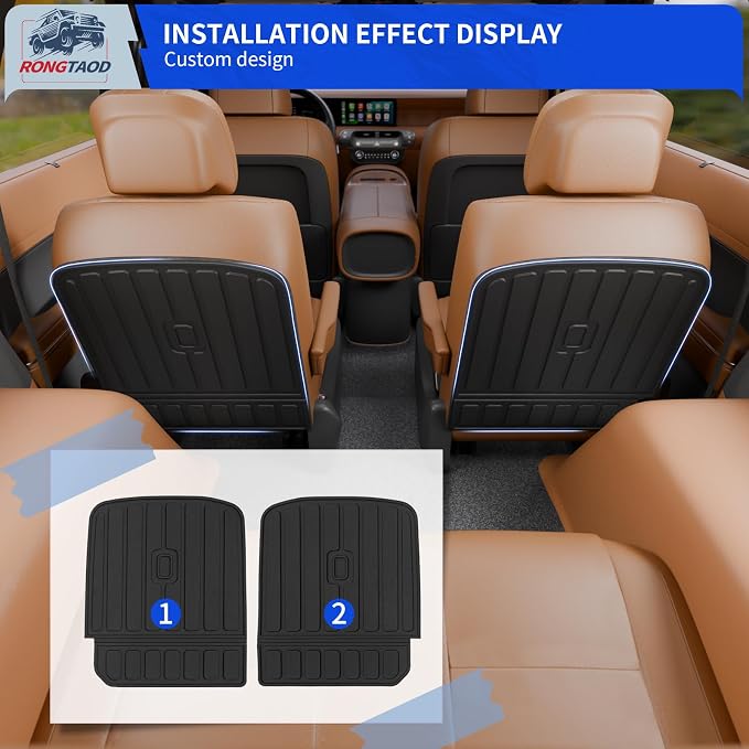 Rongtaod Kick Mats Compatible with 2026 Hyundai Palisade 7 Seater Cargo Mat Trunk Mat Back Seat Cover Protector 2nd Row Captain Chairs TPE All Weather Palisade Accessories (2nd Row Backrest Mats)