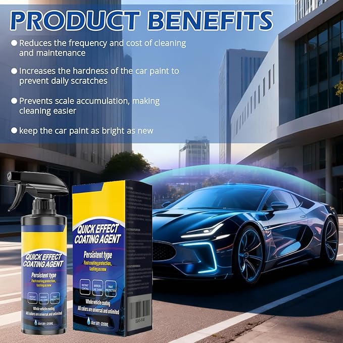 2 Pack Quick Effect Coating Agent for Car - 2026 Upgrade Car Coating Spray, Scratch Repair, Oil Film Removal,Helps Refresh Exterior Gloss & Reduce Surface Buildup (Blue) (Blue)