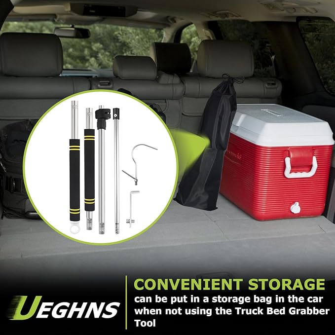 Bed Buddy Truck Tool,Cargo Grabber Pickup Truck Bed Thickened Stainless Steel Telescopic 33-74inch wear-Resistant complimentary Storage Bag Professional Cargo Grabber Reach Retriever Tool