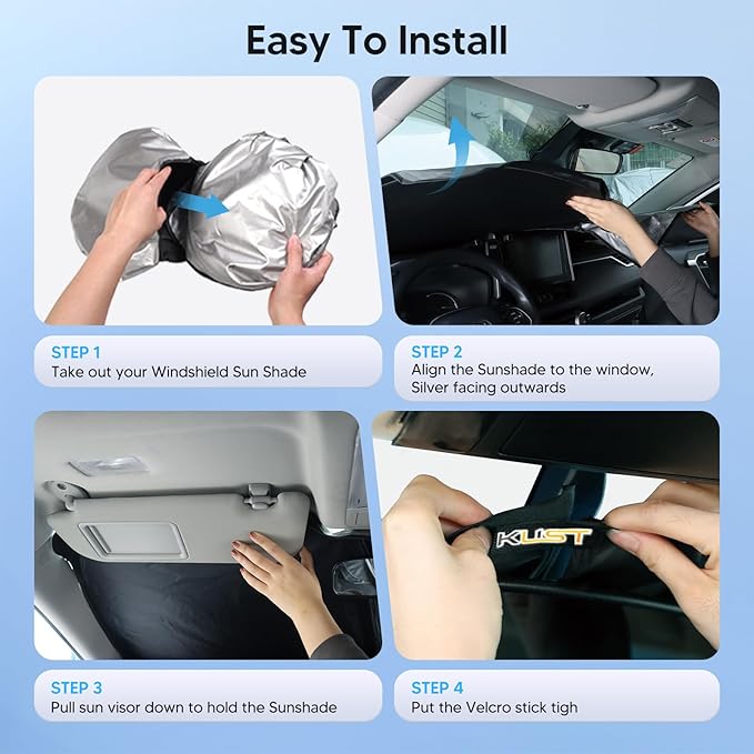 KUST Windshield Sun Shade for 2008-2010 2011 2012 2013 Toyota Highlander Accessories Custom Fit Sunshade Foldable Sun Protector Blocks UV Rays