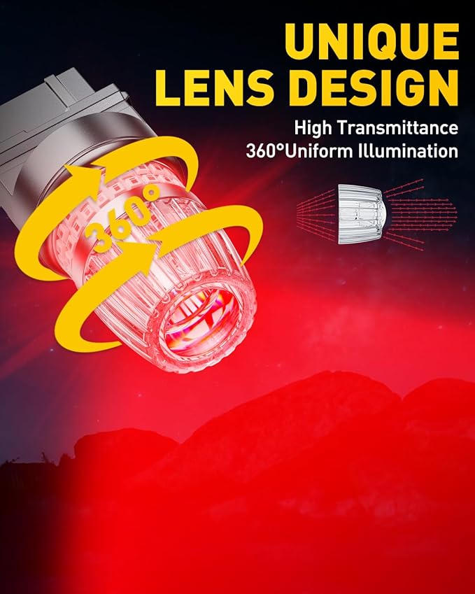 AUXITO 3157 LED Bulbs Red, 3156 LED Tail Brake Light Bulb, 700% Brighter 3057 4157 4156 3457 4057 4114 LED Bulbs with Projector for Exterior Stop Reverse Turn Signal Brake Tail Maker Lights, Pack of 2