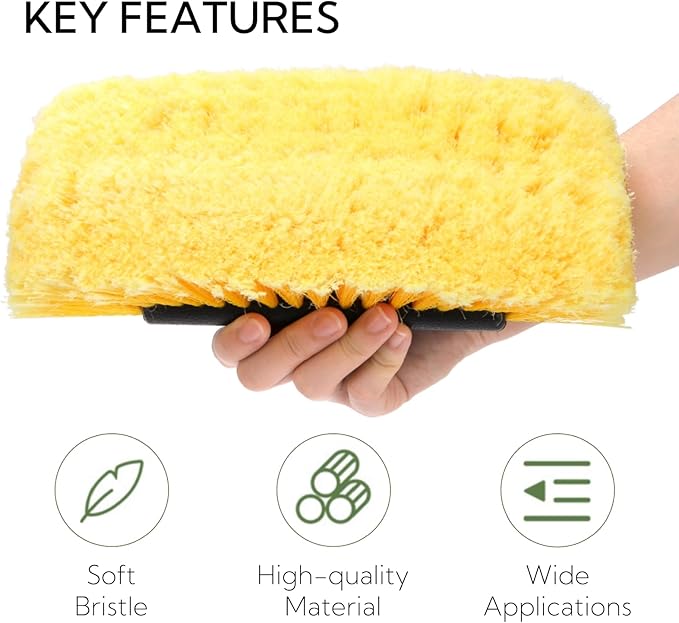 2 Pack Car Wash Brush Head, 10'' Car Wash Scrubber with Soft Bristle, Car Cleaning Brush Exterior Vehicle Wash Equipment Replacement for Auto RV Truck Boat Camper