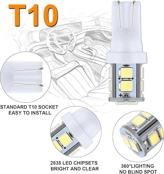 iFunyLED 24 Pieces Dome Light LED Car Interior Bulb Kit Set 194 T10 DE3175 578 31mm 42mm Bulbs Interior Replacement Lights for Car Map License Plate Door Side Marker Cornering Trunk Light - Cool White