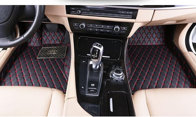 Add Personalized Image/Customized Text Floor Carpet Auto Car Mat Custom Fit for EV, Sedan, SUV, Hatchback, Convertible, Pickup, Truck, Auto Vehicle, Black/Gold