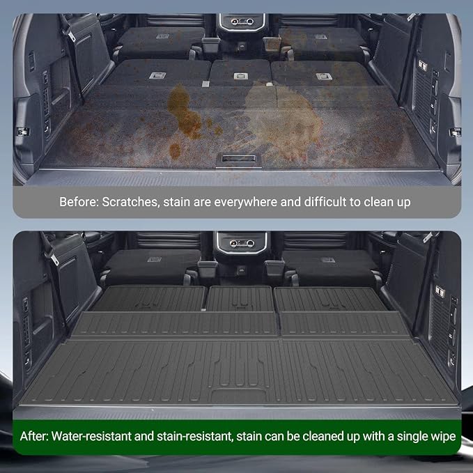 xipoqix Cargo Mat Backrest Mat Compatible with 2025 2026 Ford Expedition Lincoln Navigator TPE Cargo Liner Replacement for 2025 2026 Ford Expedition Accessories (Trunk Mat+Backrest Mats)