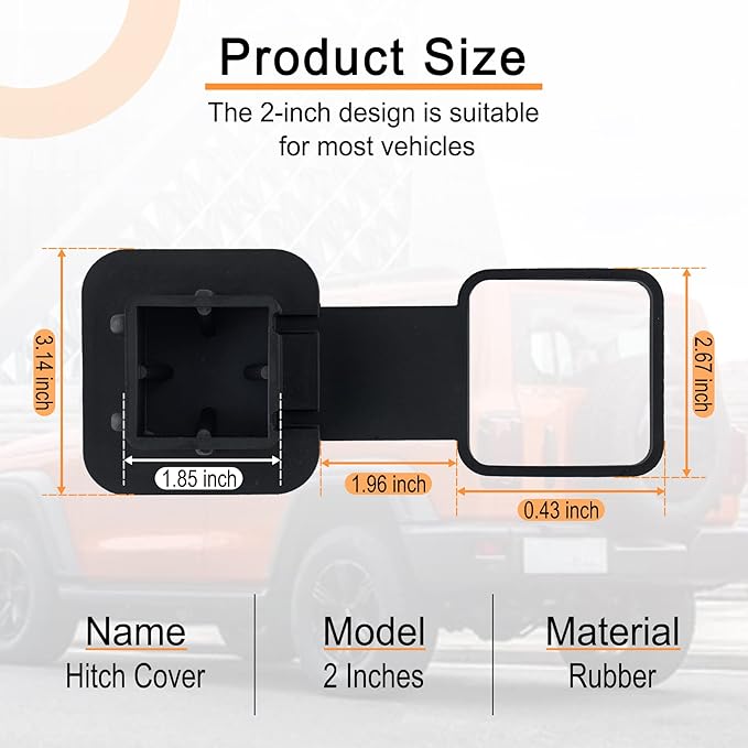 SINGARO Fits for 2-inch Hitch Cover, Trailer Hitch Cover Tube Plug Insert, Car Exterior Accessories, Receiver Tube Hitch Plug