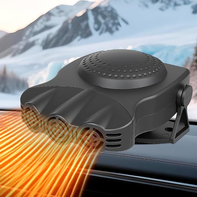 Car Heater 12V 200W 2-in-1 Defroster & Defogger, Fast Heating, Large Airflow, 360° Rotation, Durable High-Temp Design for All 12V Vehicles