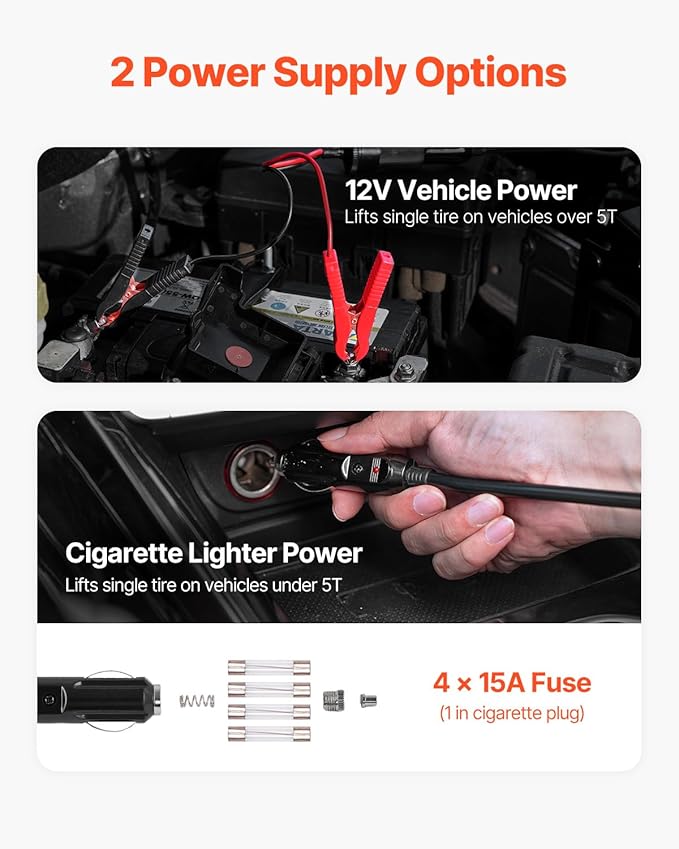 VEVOR Electric Car Jack, 5 Tons /11000 lbs Electric Jack with Built-in Inflator, 12V Adjustable Tire Change Replacement with Secure Hammer & LED Light, Portable Jack kit for Sedan, SUV, Truck