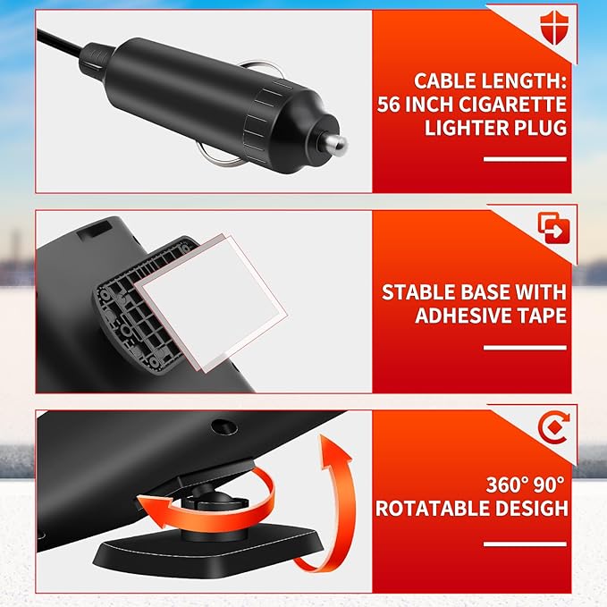 12V 150W Portable Car Heater, 2 in 1 Heating & Cooling Fan, Windscreen Defogger & Window Defroster,Fast Heating Car Heater with Cigarette Lighter, with 360° Rotatable Base, for Car Truck Rv Trailer
