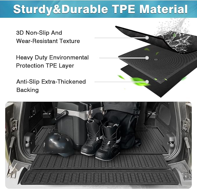 Mixsuper Cargo Liner for 2022-2025 Rivian R1S Cargo Mat Backrest Mat for R1S All Weather Trunk Mat Backrest Mat TPE for R1S Accessories Includes 3PCS Set