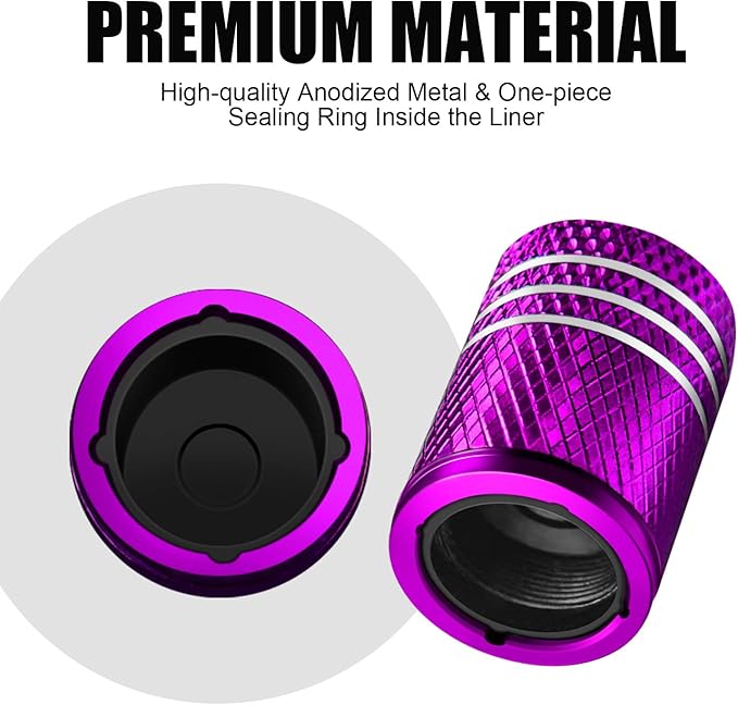 Tire Valve Stem Caps for Car Tire Cap 5 Pack Corrosion Resistant Leak-Proof Premium Alloy American Flag Universal for Car Bike Truck Motorcycle Purple