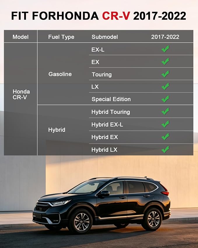 All Weather Floor Mats Fit for 2017-2022 Honda CR-V All Models (Include Hybrid) - Custom Fit TPE Floor Liners Accessories for Honda CRV 1st and 2nd Row Full Set Car Mats