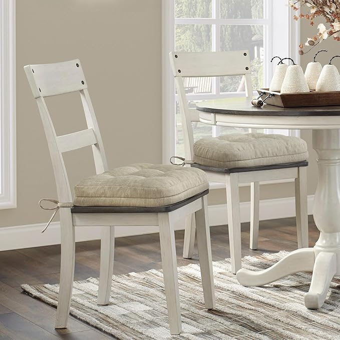 Shinnwa Dining Chair Cushions Set of 4, Dual-Layer Memory Foam Kitchen Chair Cushions, Patented Design Seat Pads with Ties, 16.5 x 16.5 x 3.5in, 4 Pack, Beige