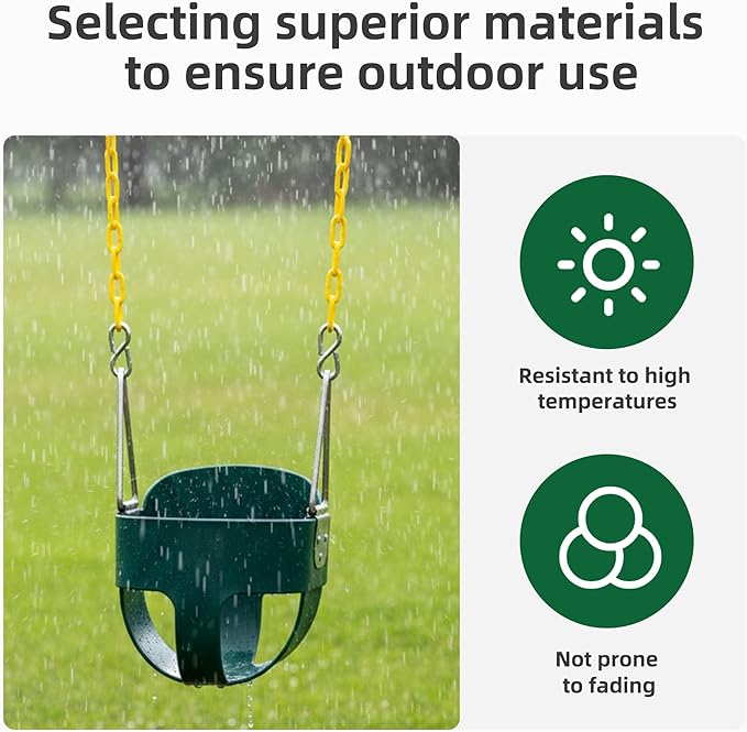 High Back Full Bucket Toddler Swing Seat with Yellow Coated Chains Fully Assembled Baby Swing Set Accessories