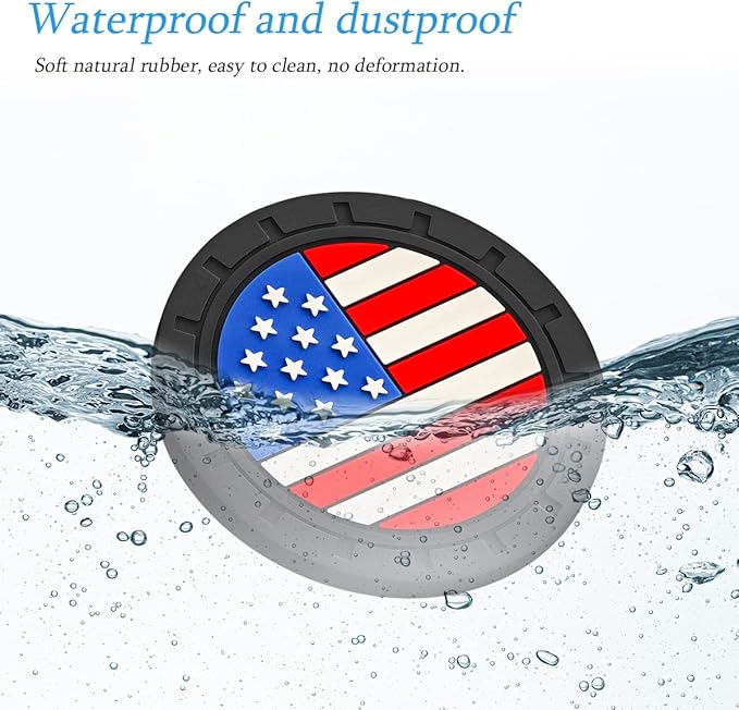 AUCELI 2 Pack Car Cup Holder Coasters, Colored American Flag US Flag Insert Car Cup Coaster, 2.75 Inch Anti Slip Shockproof Embedded Drink Mat, Vehicle Interior Decor Accessories