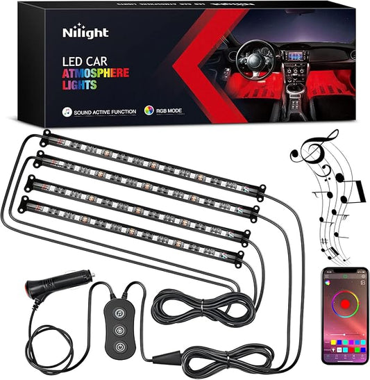 Nilight Car Interior Lights with APP Control 16 Million RGB Colors Strip Lights with Music Sync Mode and Multiple Scene Options for Cars Trucks SUVs