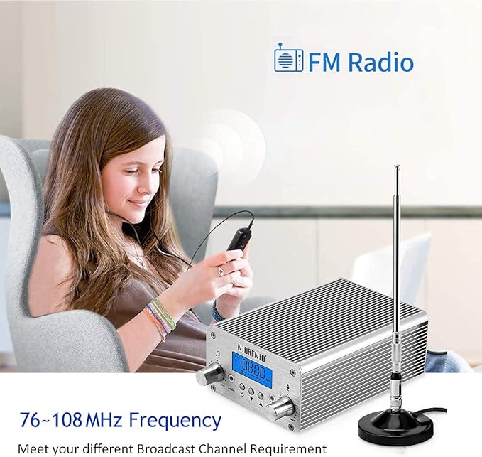 NIORFNIO 15W Fm Transmitter - Bluetooth Wireless Stereo Broadcasting Range 87-108mhz Transmitter, Used in Churches, Cars, Shopping Malls, Lecture Halls, Private Radio Stations