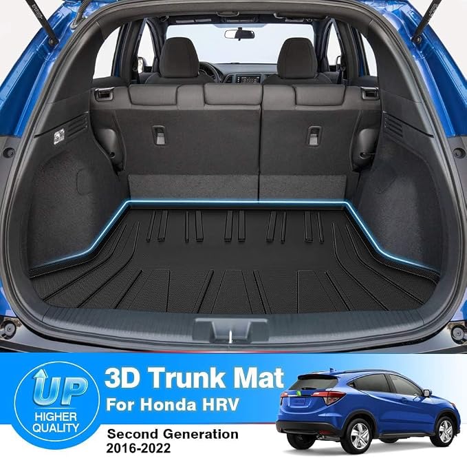 KUST Custom Fit Cargo Mat for Honda HRV 2016-2022, HR-V Accessories Cargo Liner All Weather Trunk Mat, TPE Rubber Mat Non-Slip Black