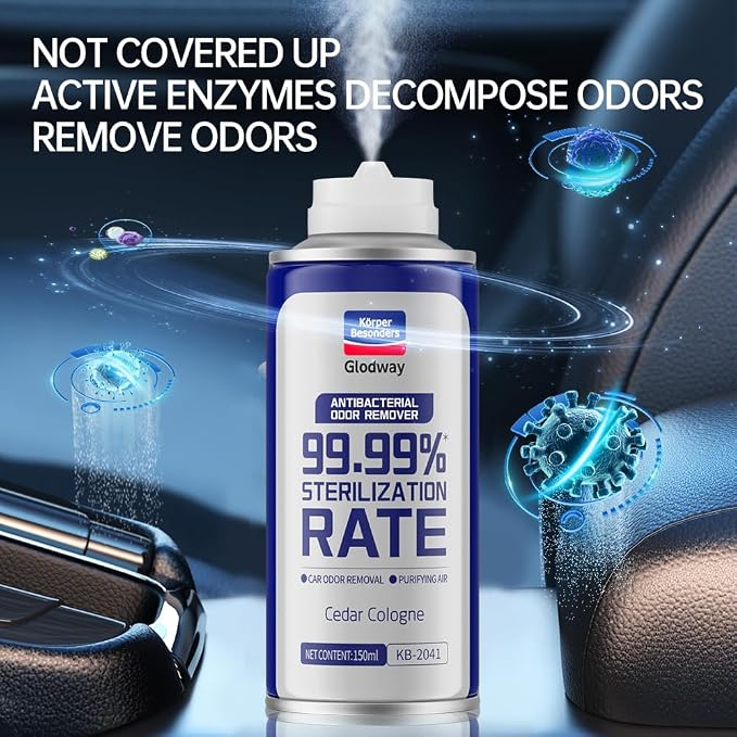 GLODWAY Car Air Freshener Spray, Cedar Cologne Scent, 6 OZ Odor Eliminator,4 Pack, for Cars, Trucks, RVs, Home
