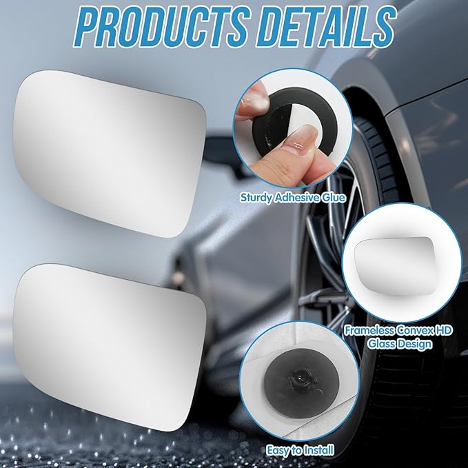 2Pcs Cars BlindSpot Mirrors, Removable Adjustabe Angle Round Wide Angle Convex RearView Mirror, Car Accessories Universal HD Glass for Suvs Auto RVs Motorcycles