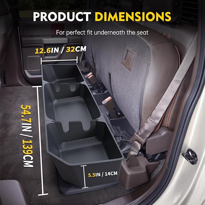 MIKKUPPA Under Seat Storage Box - Compatible with 2015-2024 Ford F150 SuperCrew Cab & Crew Cab; 2017-2023 F250 F350 F450 F550 Super Duty - Upgraded Detachable Rear Underseat Organizer
