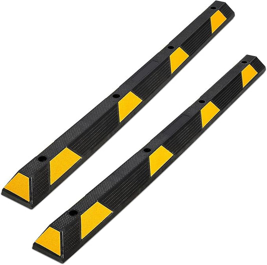 2 Pack Heavy Duty Rubber Parking Curb, 72 Inch Parking Stopper for Garage, 55000 Lb Capacity with 8 Reflective Strips, for Driveways & Commercial Lots