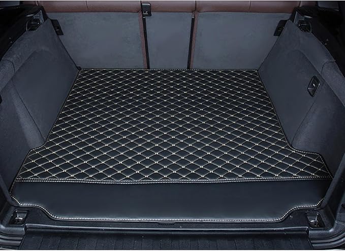 Cargo Mat Trunk Liner Leather Cargo Cover Mats Dogs Perts Mats Custom Fit- Black/Gold