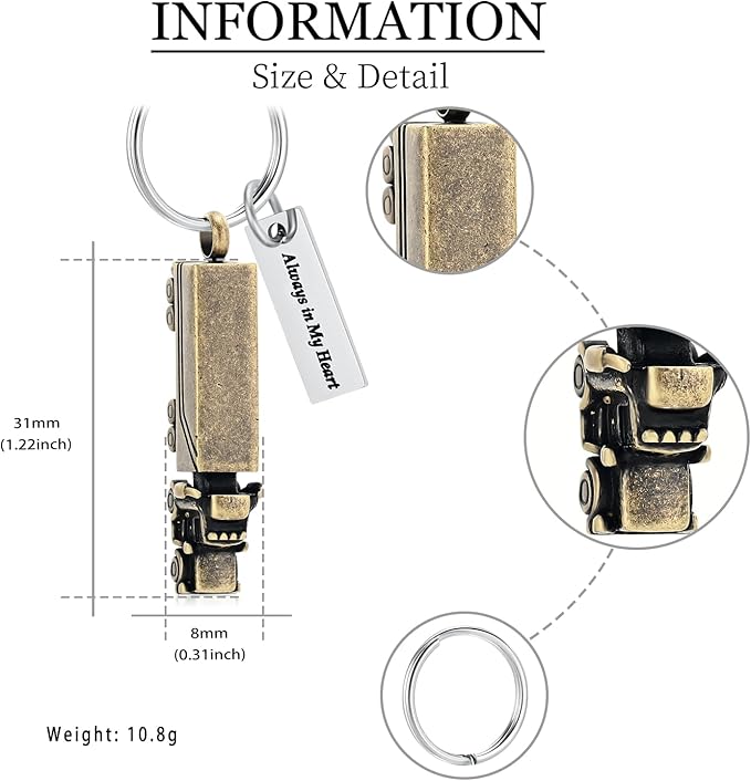 Imrsanl 18 Wheeler Semi Truck Urn Keychain for Ashes for Men Women Memorial Pendant Key Ring Cremation Jewelry Keepsake