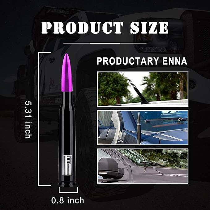 Ajxn 1 PC Car Truck Bullet Antenna, 5.4" Automobile Antenna Mast, Suitable for GM Chevy Silverado 1500 2500 3500 HD Avalanche GMC Sierra 1500 2500 3500 (American Flag Purple #110)