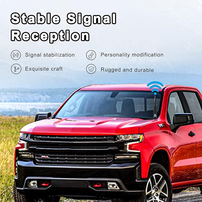 Ajxn 1 PC Car Truck Bullet Antenna, 5.4" Automobile Antenna Mast, Suitable for GM Chevy Silverado 1500 2500 3500 HD Avalanche GMC Sierra 1500 2500 3500 (Double Sword Skeleton Black #110)