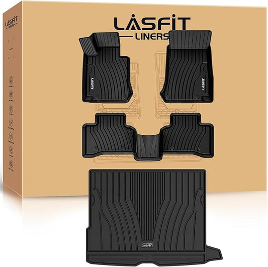 LASFIT Floor Mats & Cargo Mat for Mercedes Benz GLC 2016-2022 GLC300 /GLC350e (Not Fit Coupe), All Weather TPE Floor Liners Fit for GLC 300/ 350e/ 43 AMG/ 63 AMG Car Mats, 1st & 2nd Row & Trunk Mat