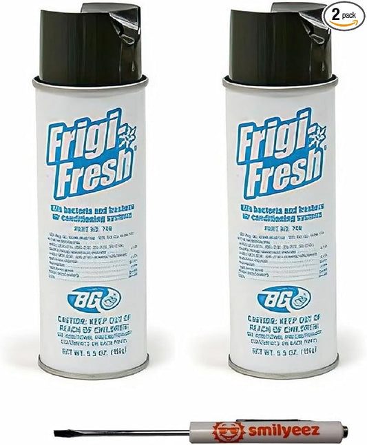 Smilyeez Listing for BG Frigi-Fresh Automotive Air Conditioning Cleaner and Freshener Spray (5.5 oz.) PN 708 (2 Cans) - Eliminate Odors - with Pocket Screwdriver