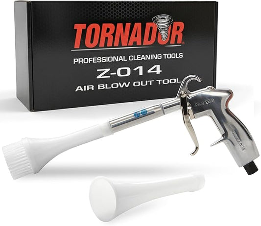 Tornador Z-014 Air Blow Out Tool Bundle | Includes CT-900 Brush Cone | High-Velocity Air Blowout with Brush Agitation | Professional Detailing for Vents, Carpet & Upholstery