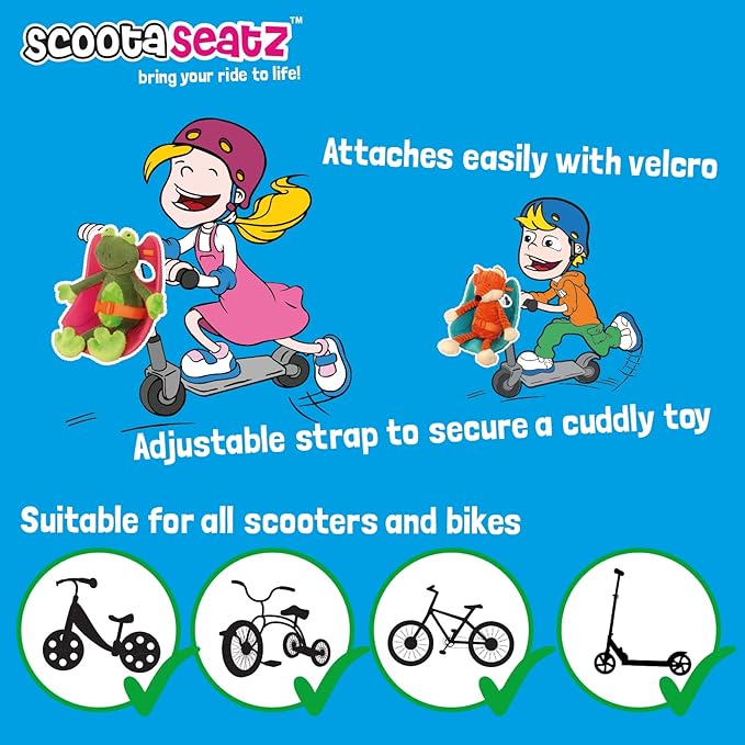 Scootaheadz Owl Scooter Seat – Fun Baby Doll Accessories - Adorable Kids Micro Scooter Accessories - Teddy Carrier for Toddlers - Also Fits Bikes and Trikes - Bike Doll Seat Pink
