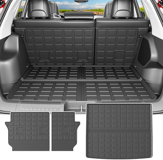 powoq Cargo Mat Compatible with 2019-2023 Jeep Cherokee Trunk Mat Cargo Liner Back Seat Protector TPE Replacement for 2019 2020 2021 2022 2023 Jeep Cherokee Accessories (Trunk Mat+Backrest Mats)