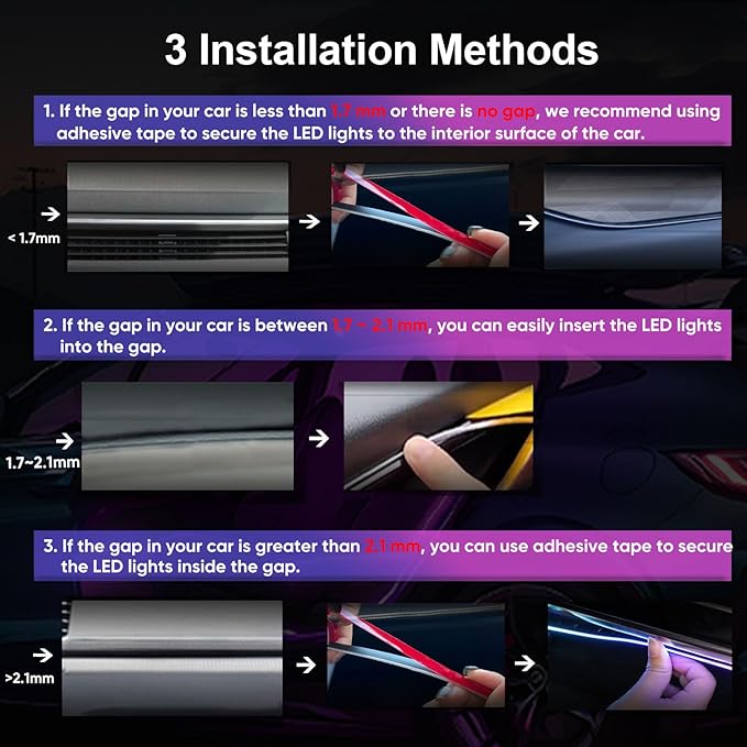Acrylic 6 in 1 Car LED Lights Interior, RGB Ambient Lighting Car with 584 LEDs, 16 Million Colors, APP & Remote Control, Music Sync Interior Ca r Lights for Women Men