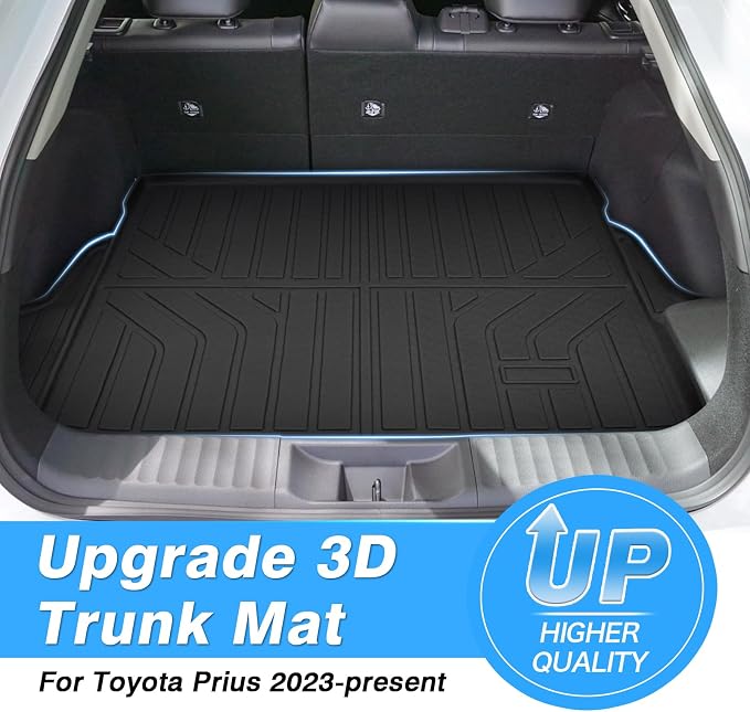 Powerty Cargo Liner for 2023-2025 2026 Toyota Prius & Prius Prime (PHEV) Accessories Cargo Mats TPE All Weather Trunk Liner Heavy-Duty Trunk Mats