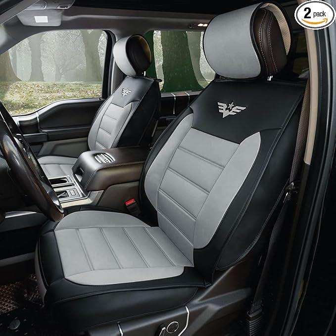LPI Truck Heavy Duty Premium Truck Seat Covers for Front Seats, For Full-Size Truck SUV, Padded Seat Cover with Bottom Wrap-around, Front Seat Protector; Front & Rear Storage Pockets, Waterproof, 2 pc