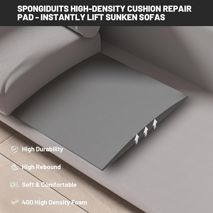 Couch Cushion Support for Sagging Seat, 22"x22"x2.4" 40D High Density Curved Foam Sofa Cushion Support, Under-Cushion Sag Repair,Grey Set of 2