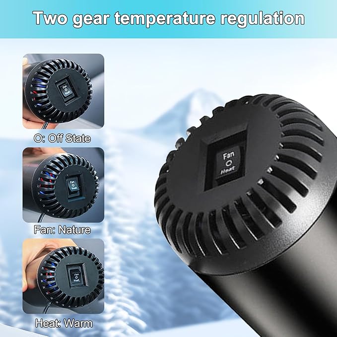 Car Heater, Portable Car Heater 12V 150W Plug-in Cigarette Lighter Car Heaters, 2 in 1 Heating & Cooling, Car Windshield Defroster Demister with Brackets, Fast Heating Defogger