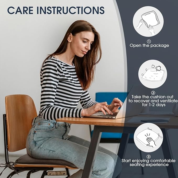 TushGuard Chair Cushions for Dining Chairs Set of 4, Soft Seat Cushions for Kitchen Chairs, Non-Slip Bottom with Ties, Comfortable Everyday Chair Pads, Brown